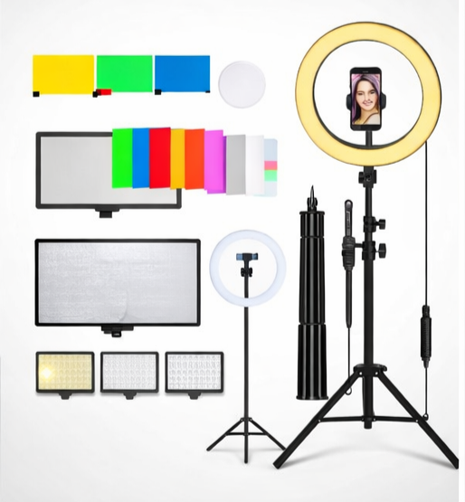 Aro de Luz LED con Trípode y Soporte para Celular – Ideal para Videos, Streaming y Clases Online