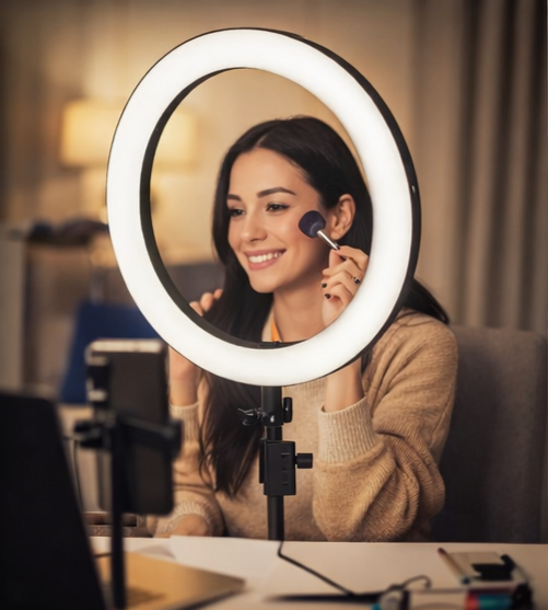 Aro de Luz LED con Trípode y Soporte para Celular – Ideal para Videos, Streaming y Clases Online